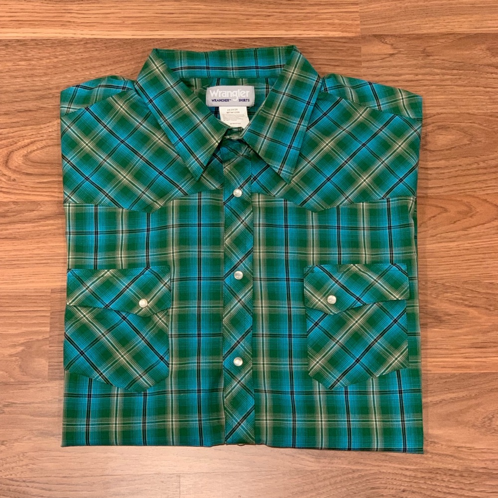 Wrangler Cotton Plaid Cowboy Cut Pearl Snap XXL